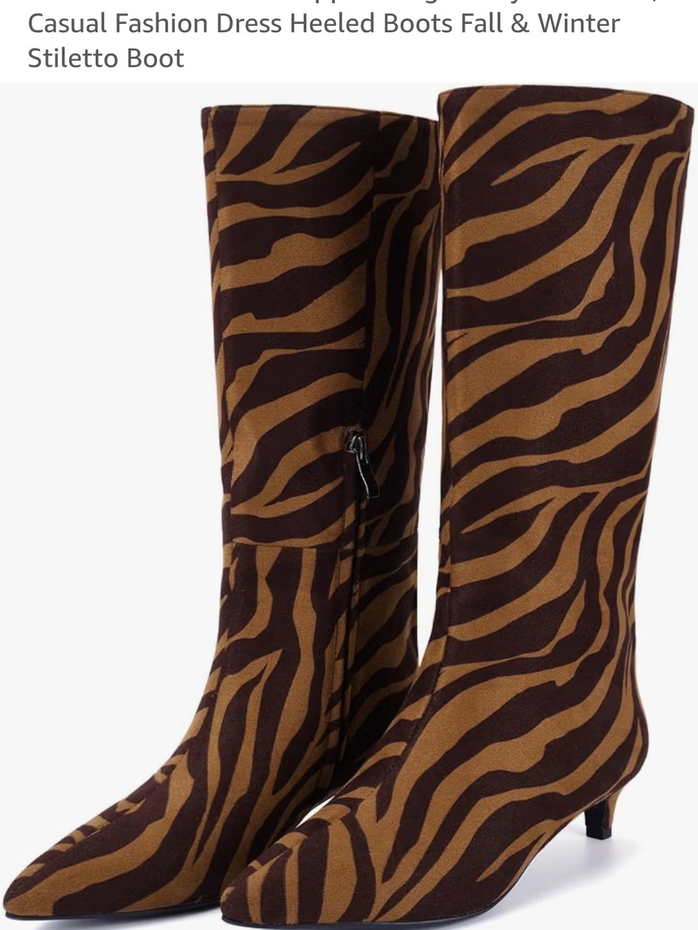 Women’s Zebra-Print Knee Boot - Brown